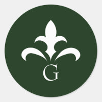 Monograma Verde Florestal Fleur de Lis Sticker