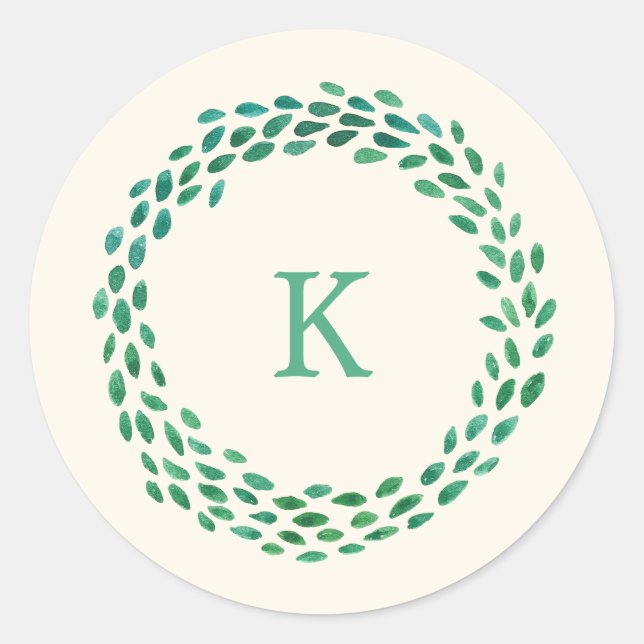 Adesivo Monograma Verde Mola Aquarela Fúria de Natal (Frente)