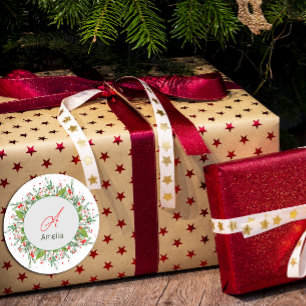 Adesivo Monograma Verde Natal Vermelho