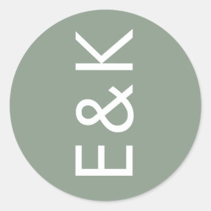 Adesivo Monograma Verde Ultra Moderno Simples Casamento