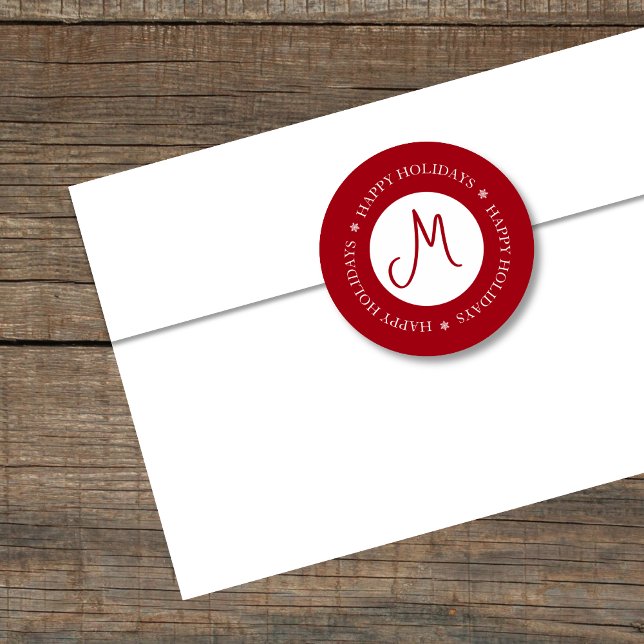 Adesivo Monograma Vermelho de Flocos de Neve Simplificados (Criador carregado)