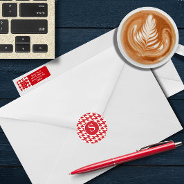 Adesivo Monograma Vermelho e Branco de Cereja Moderno Houn