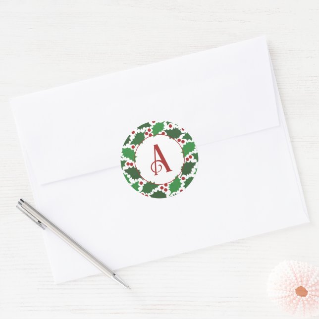 Adesivo Monograma Vermelho e Verde Jolly Holly (Envelope)