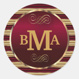 Adesivo Monograma Vermelho Escuro e Dourado Foco de Envelo