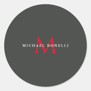 Adesivo Monograma Vermelho Negro Moderno Monograma Minimal