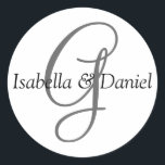 Adesivo Monograma Vinheta Monograma de Casamento de Selo<br><div class="desc">Os presentes monográficos têm uma enorme seleção de selos de correio USPS personalizáveis, autocolantes de envelope, cartões de saudação, camisetas, chapéus, botões, ímãs e muito mais. Estes monogramas são excelente de enviar convites para casamento, Convites de festas de aniversário, anúncios de graduação, e festas de aniversário surpresa apenas para citar...</div>