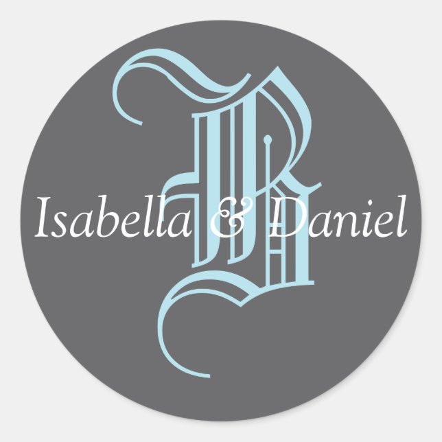 Adesivo Monograma Vinheta Monograma de Casamento de Selo (Frente)