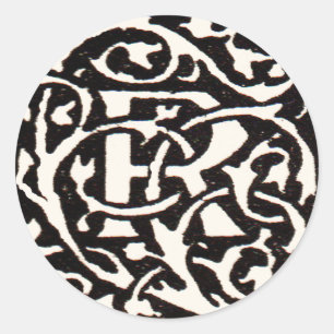 Adesivo Monograma Vintage R Art Nouveau