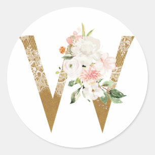 Adesivo MONOGRAMA W de casamento de primavera de verão