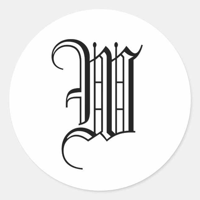 Adesivo Monograma W Sticker Black White Antigo Inglês (Frente)