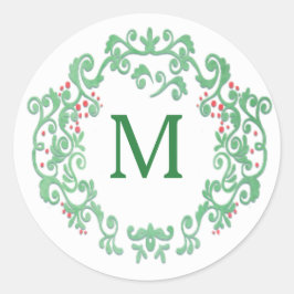 Adesivo Monograma Watercolor Wreath Natal
