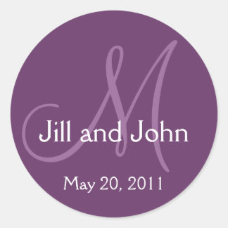 Adesivo Monograma Wedding Save the Date Purple Sticker