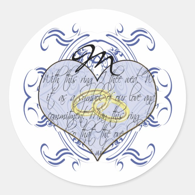 Adesivo Monograma Wedding Vow Heart (Frente)
