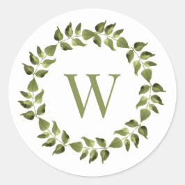 Adesivo Monograma Wreath Green Wedding Envelope Seal