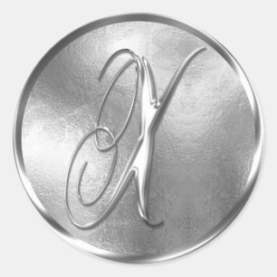 Adesivo Monograma X Selo de Envelope Silver Não METÁLICO