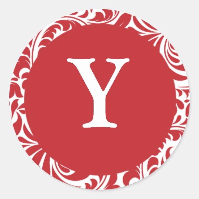 Adesivo Monograma Y Red White Casamento Monogramas Invi (Frente)