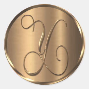 Adesivo Monograma Y Selo de Envelope de Bronze Não METÁLIC