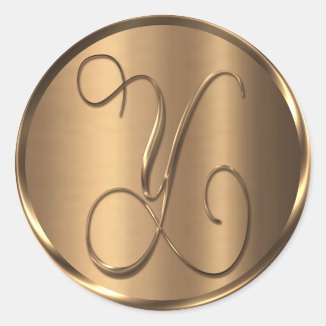 Adesivo Monograma Y Selo de Envelope de Bronze Não METÁLIC (Frente)