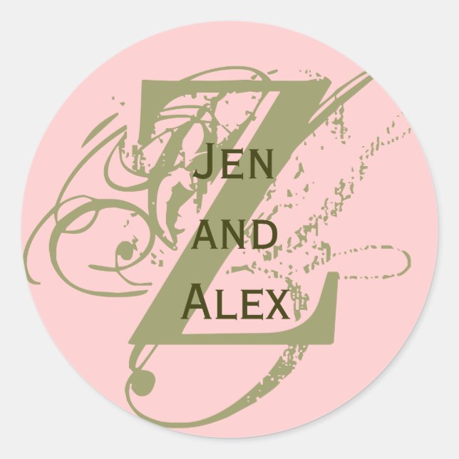 Adesivo Monograma Z e Denominações Vinheta Rosa (Frente)