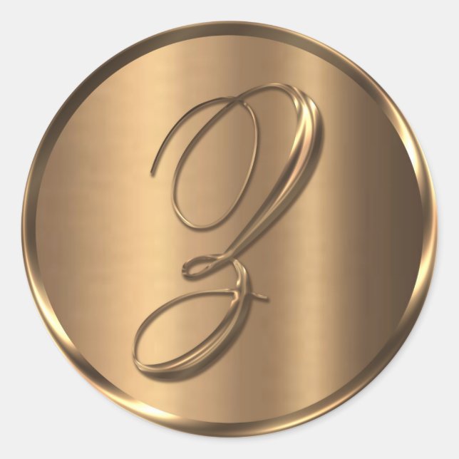 Adesivo Monograma Z Selo de Envelope de Bronze NONMETÁLICO (Frente)