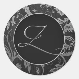 Adesivo Monograma Z Silver e Casamento tema damasco Preto