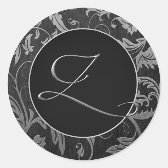 Adesivo Monograma Z Silver e Casamento tema damasco Preto (Frente)