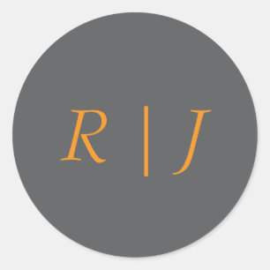 Adesivo Monogramas Cinza Laranja Abóbora Outono Casamento 