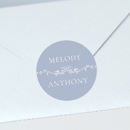 Adesivo Monogramas Clássicos de Borda Floral Azul Dusty S