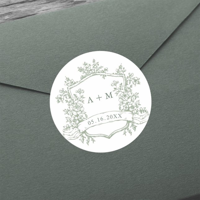 Adesivo Monogramas Clássicos de repouso verde de sábado cl (Criador carregado)