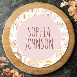 Adesivo Monogramas, cotovelos coloridos e flores margarida