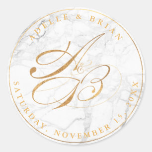 Adesivo Monogramas de Caligrafia Dourada Falsa DIY/ Mármor