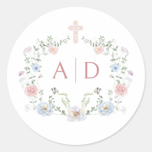 Adesivo Monogramas de Casamento Religioso de Moldura Flora