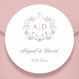 Adesivo Monogramas de Casamento Religiosos com Moldura Flo