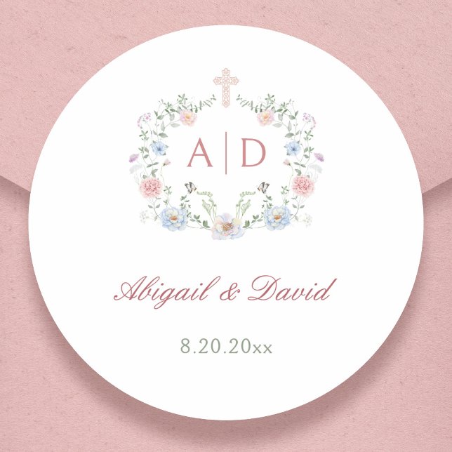 Adesivo Monogramas de Casamento Religiosos com Moldura Flo (Criador carregado)