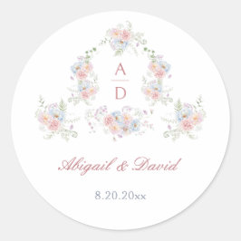 Adesivo Monogramas de casamentos de pastel Peonies