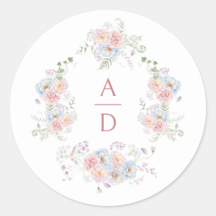 Adesivo Monogramas de casamentos de pastel Peonies