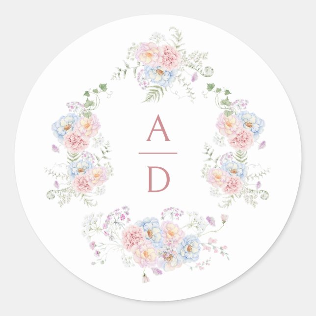 Adesivo Monogramas de casamentos de pastel Peonies (Frente)