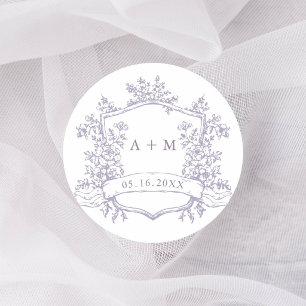 Adesivo Monogramas de Crista Floral de Lavanda Clássica
