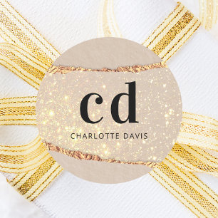 Adesivo Monogramas de dourado bege agata marble