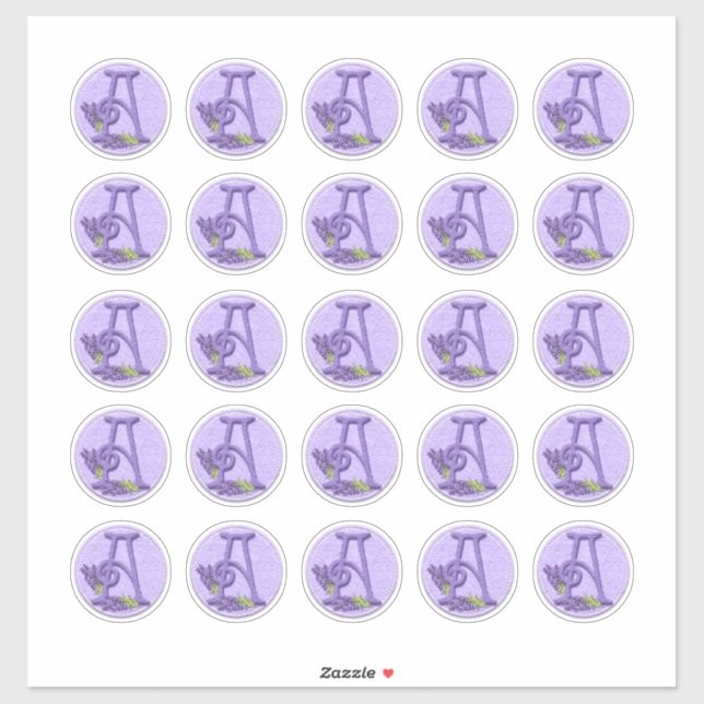 Adesivo Monogramas de Lavanda de estilo feltro (Folha)