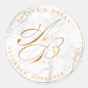 Adesivo Monogramas Dourados de caligrafia inversa/mármore 