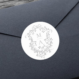Adesivo Monogramas Elegante De Peste Floral De cinza