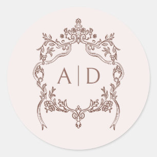 Adesivo Monogramas Elegante Vintage Crest Casamentos