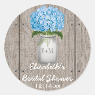 Adesivo Monogramas Mason Jar Blue Hydrangea Chá de panela