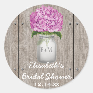 Adesivo Monogramas Mason Jar Plum Hydrangea Chá de panela