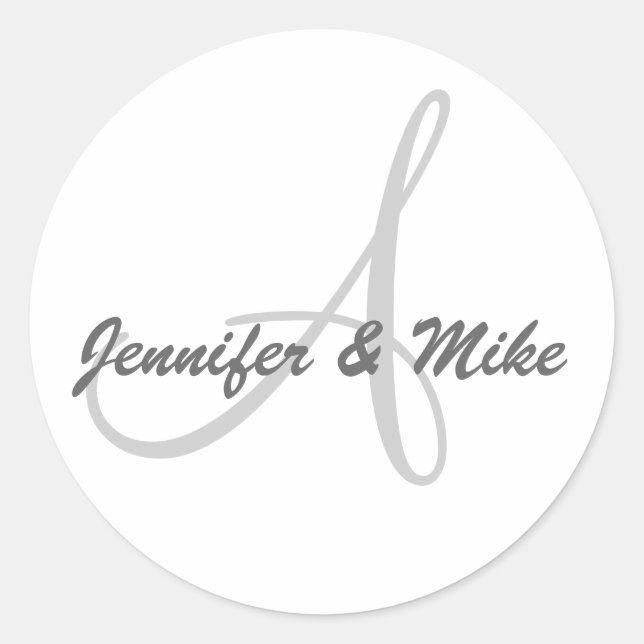 Adesivo Monogramas Names and Initial White and Gery Sticke (Frente)
