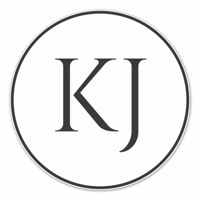 Adesivo Monogramas Nome Casal Letras Inicial Branco Preto (Frente)