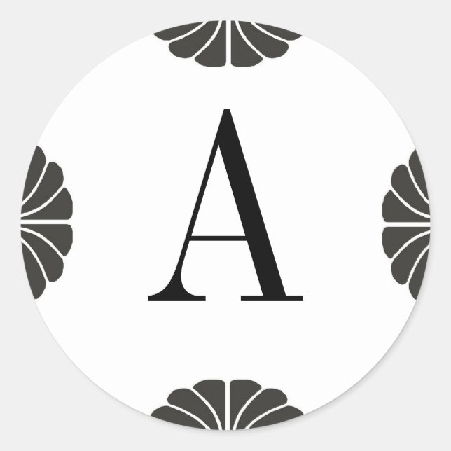 Adesivo Monogramas - Preto e Branco - Letra A (Frente)