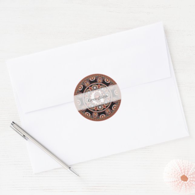 Adesivo Monogramas Safari Sunset Bohemian Dot Mandala (Envelope)