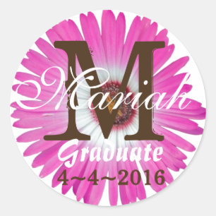 Adesivo Monogramas Stickers Brilhantes Rosa Gerbera Daisy 
